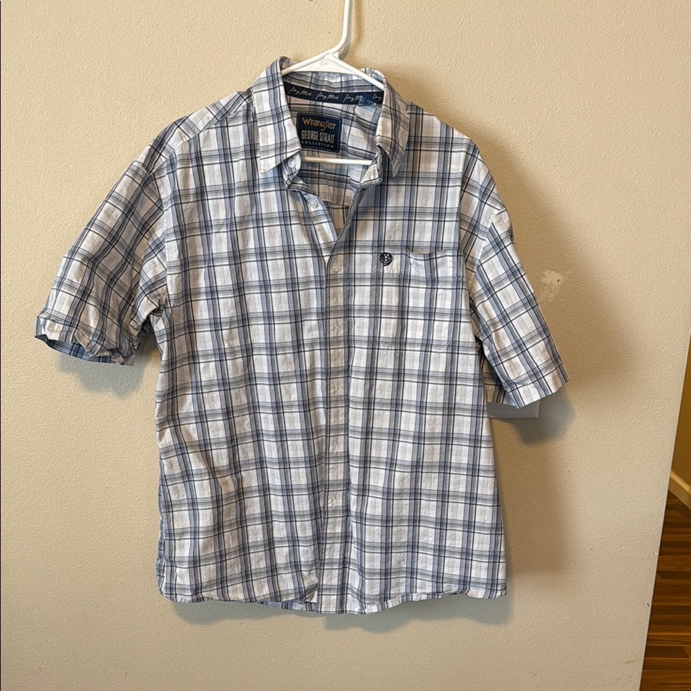 Wrangler White and Blue Checkered Men's Shirt